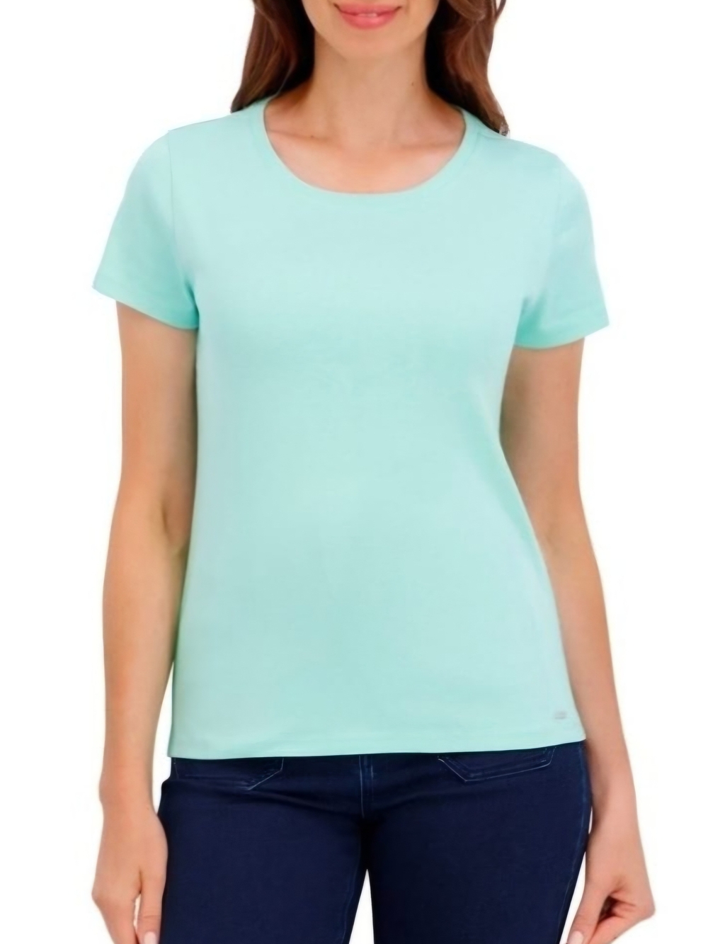 DKNY Women's Mint Organic Cotton Solid Crew Neck Short Sleeve Tee Shirt Sm NWT